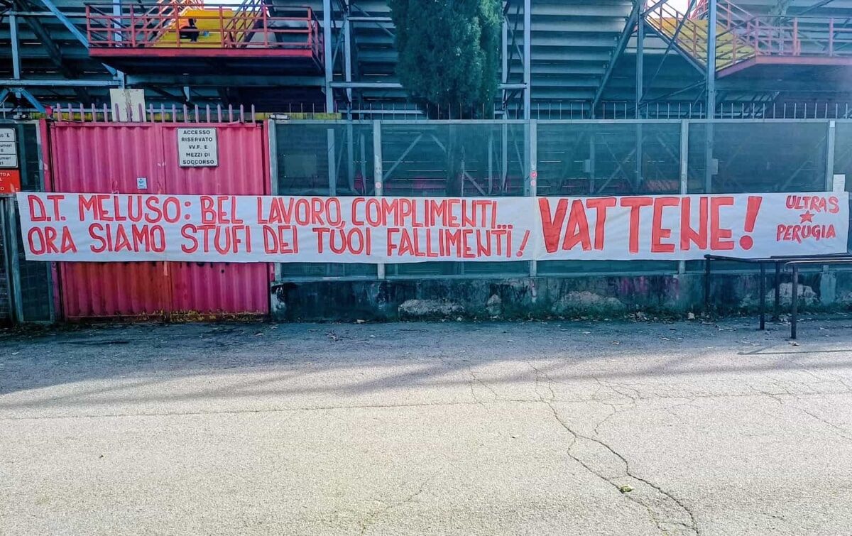 Ultras Perugia, striscione contro Meluso